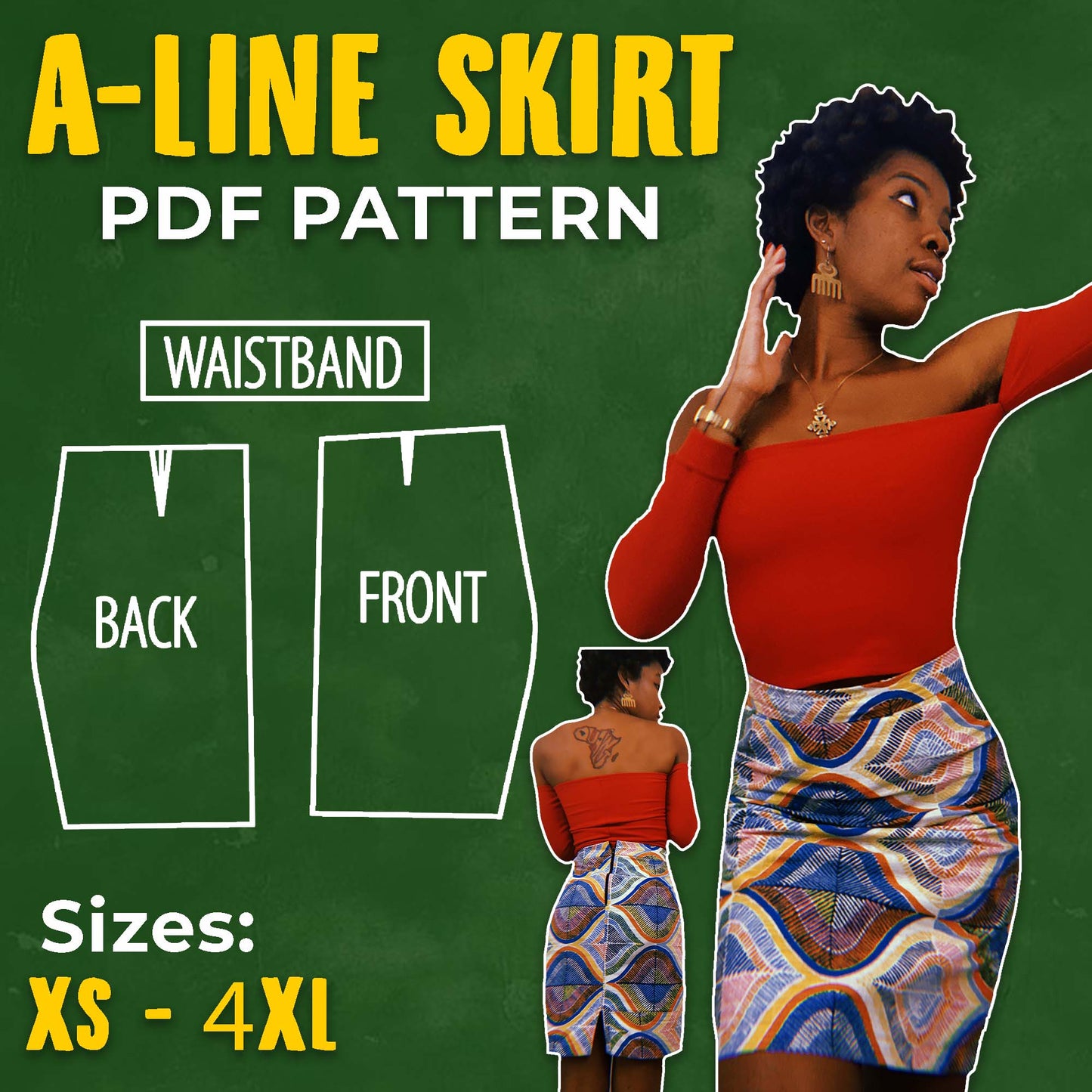 SQ006: A-Line Skirt PDF Sewing Pattern