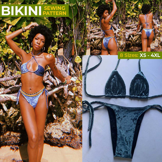 z | SQ007: Bikini Top + Bikini Bottom PDF Sewing Pattern