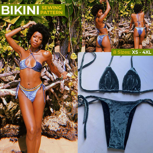 SQ007: Bikini Top + Bikini Bottom PDF Sewing Pattern