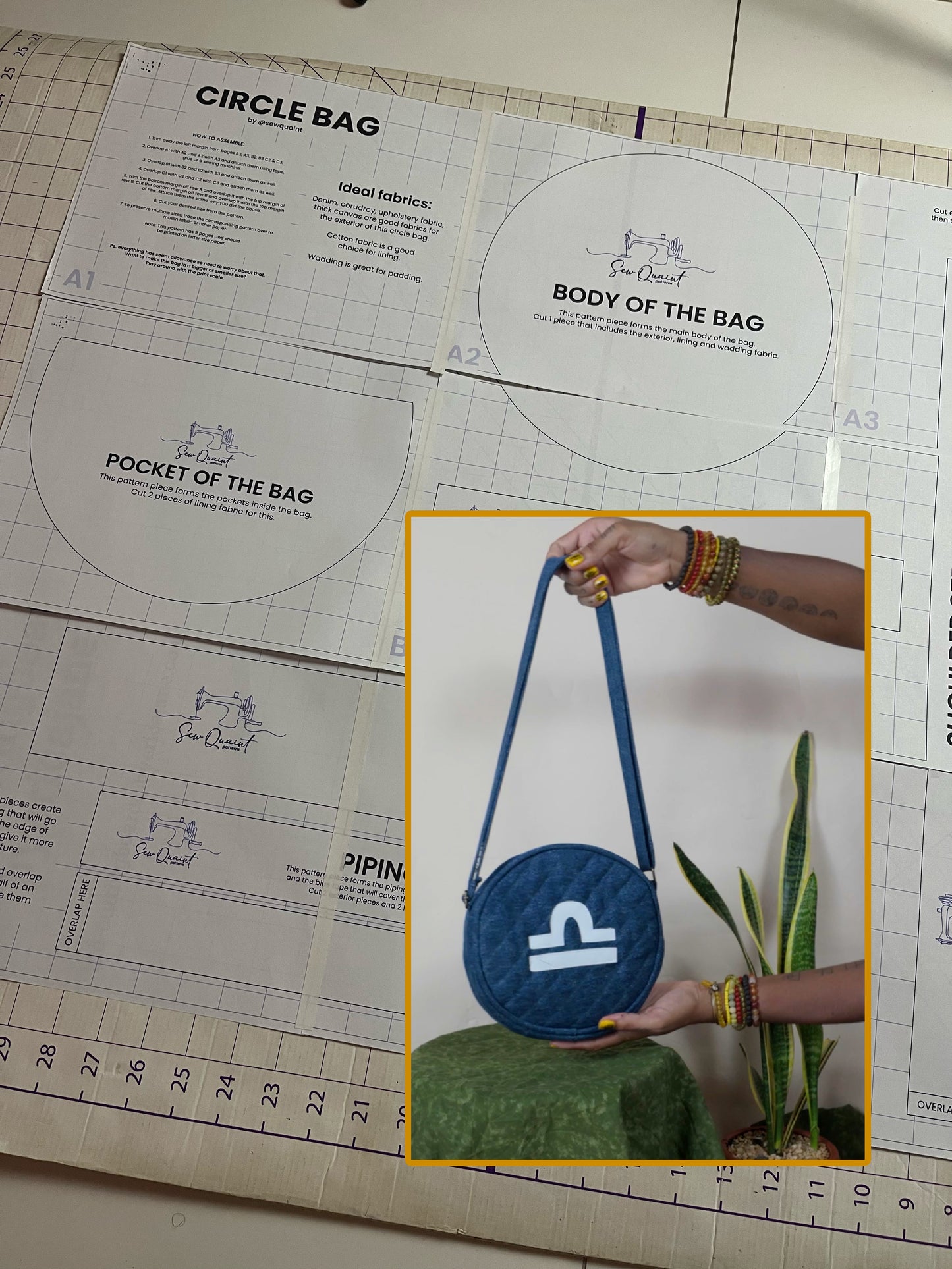 SQ018: Circle Bag PDF Sewing Pattern