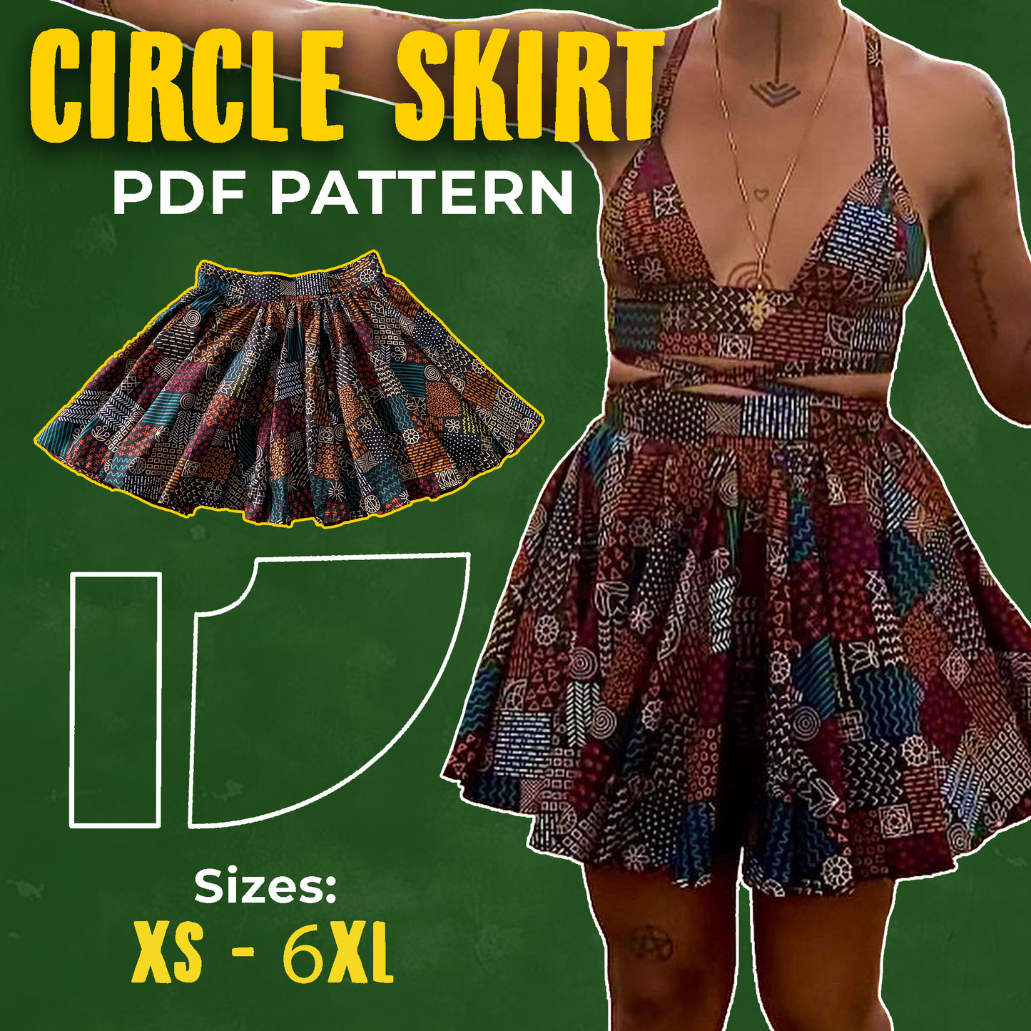 SQ001: Circle Skirt PDF Sewing Pattern