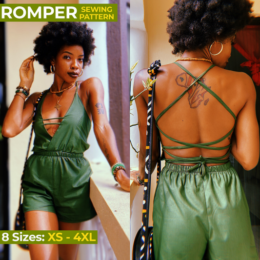 SQ005: V-Neck Caged Romper PDF Sewing Pattern