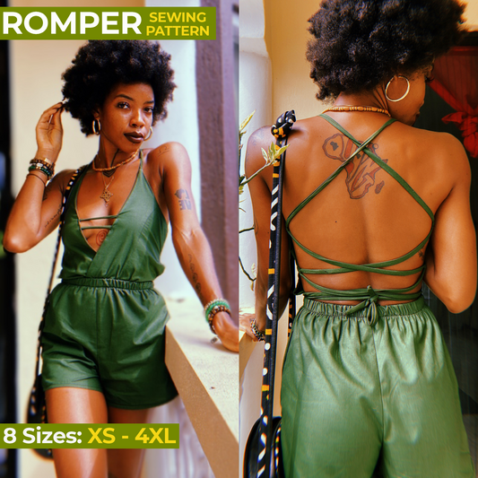 z | SQ005: V-Neck Caged Romper PDF Sewing Pattern