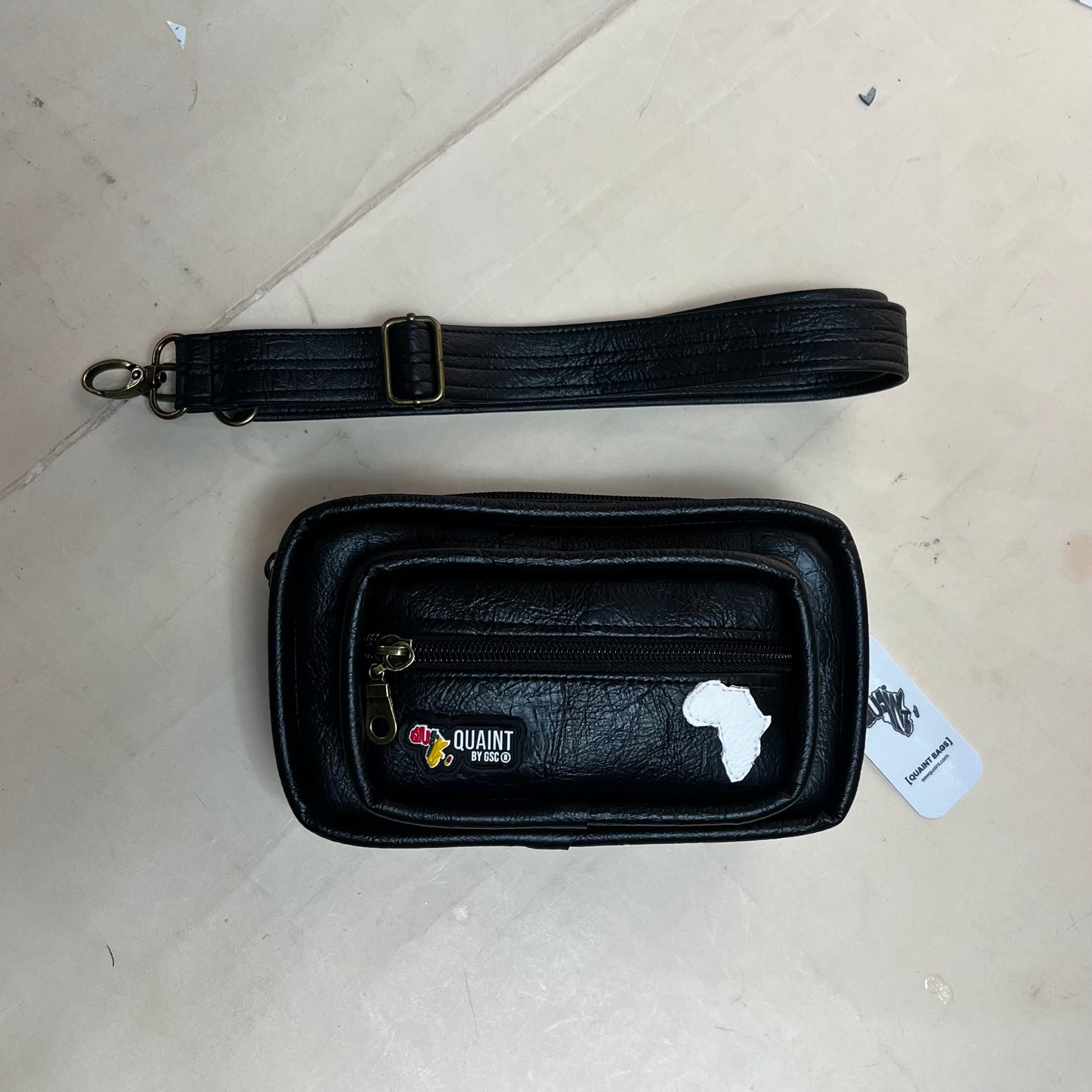 Warrior Belt Bag | BLACK with white map of Africa
