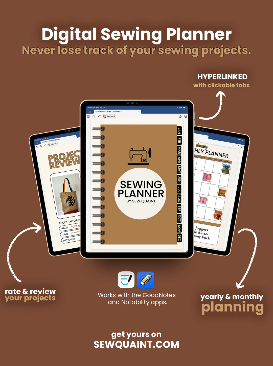 Digital SEWING PLANNER for makers.