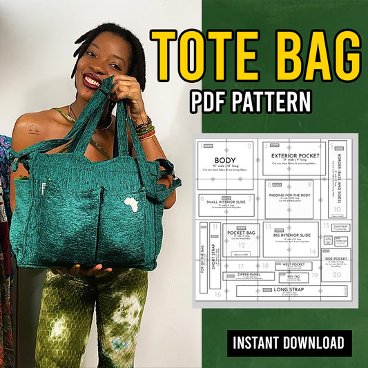 SQ011: Tote Bag / Diaper Bag / School Bag / Work Bag PDF Sewing Pattern